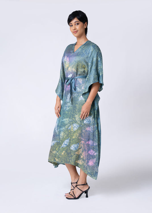 V-Neck Tie Front Maxi Kaftan