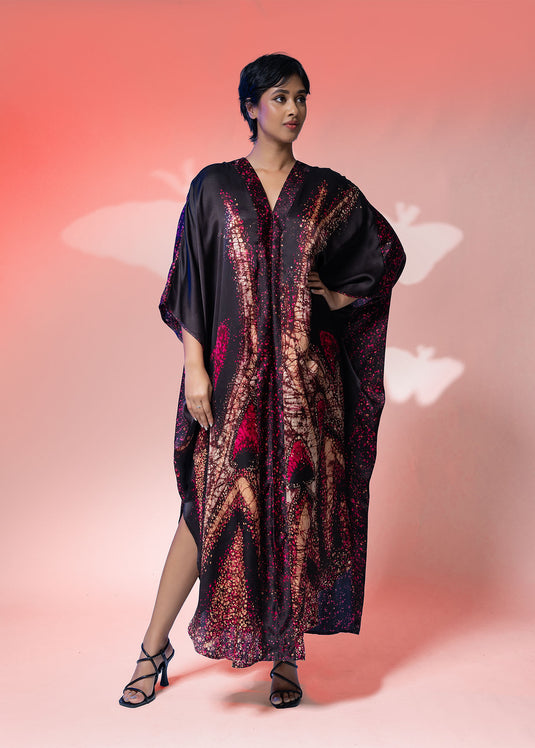 Batik Butterfly Inspired Front Knot Kaftan Dress