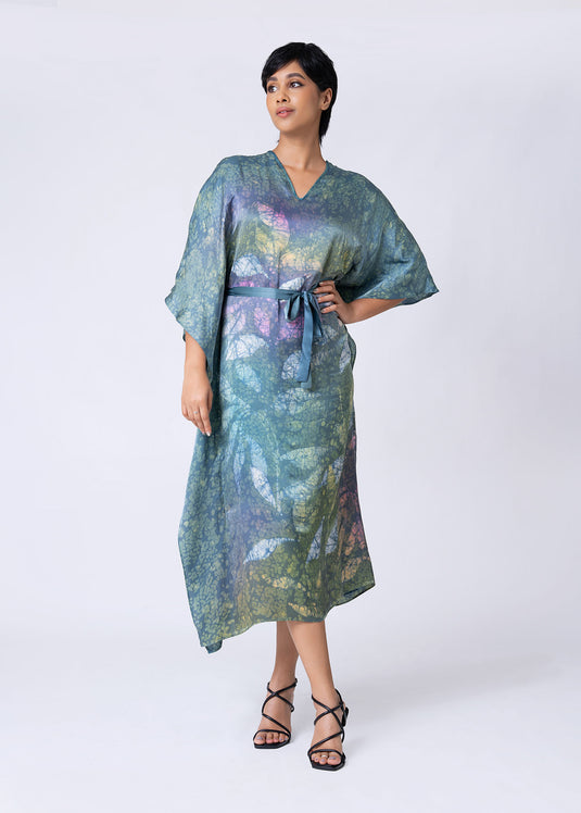 V-Neck Tie Front Maxi Kaftan