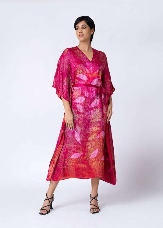 V-Neck Tie Front Maxi Kaftan