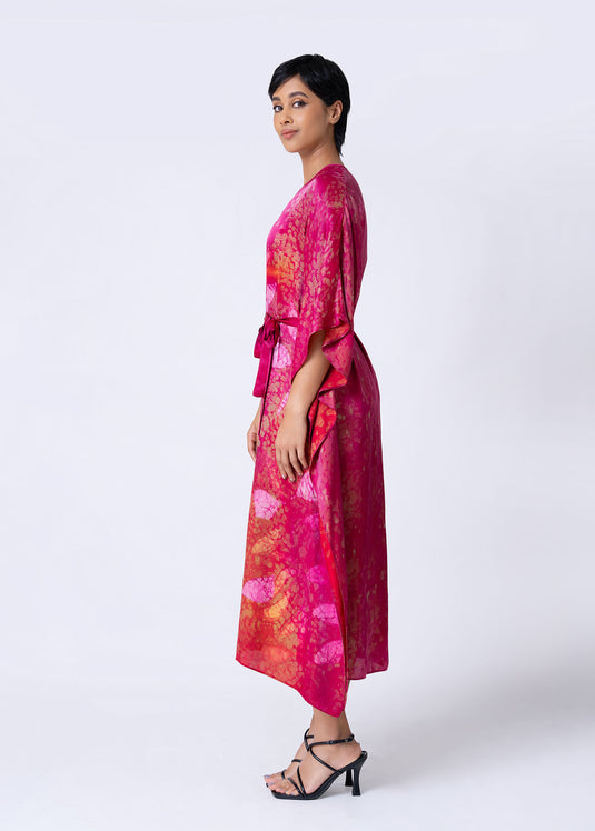 V-Neck Tie Front Maxi Kaftan