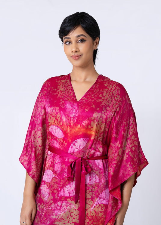 V-Neck Tie Front Maxi Kaftan