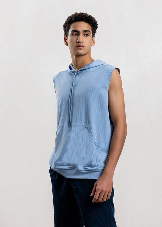 Mens Textured Sleeveless Hoodie