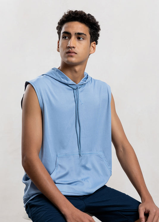 Mens Textured Sleeveless Hoodie