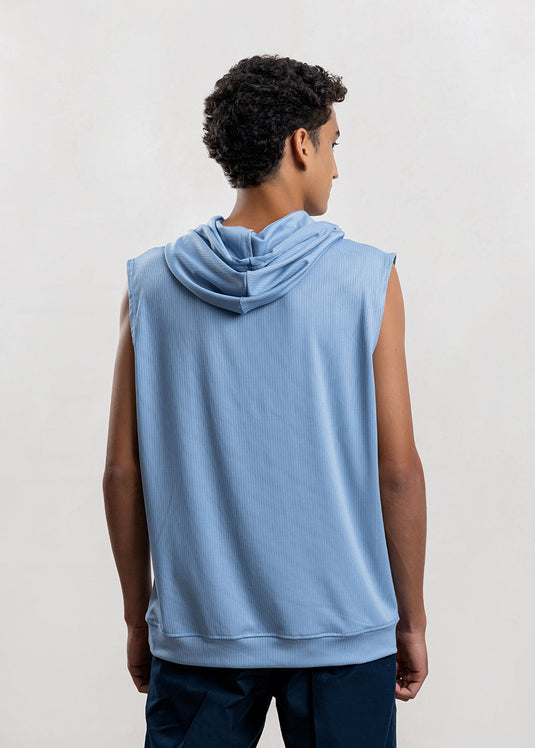 Mens Textured Sleeveless Hoodie