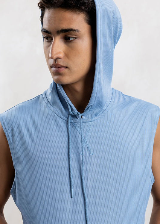 Mens Textured Sleeveless Hoodie