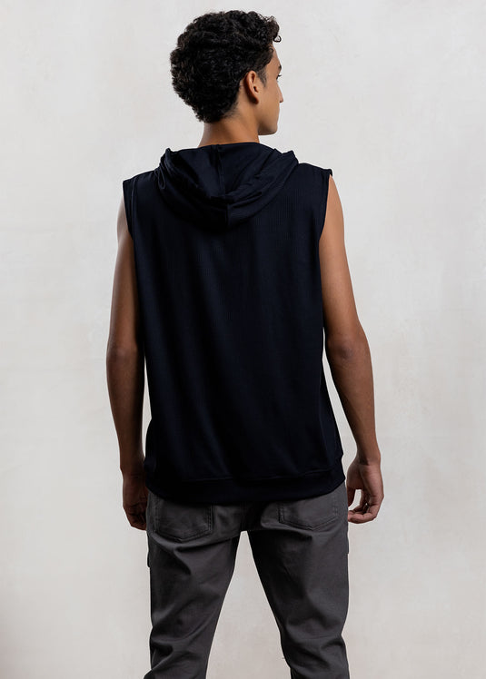 Mens Textured Sleeveless Hoodie