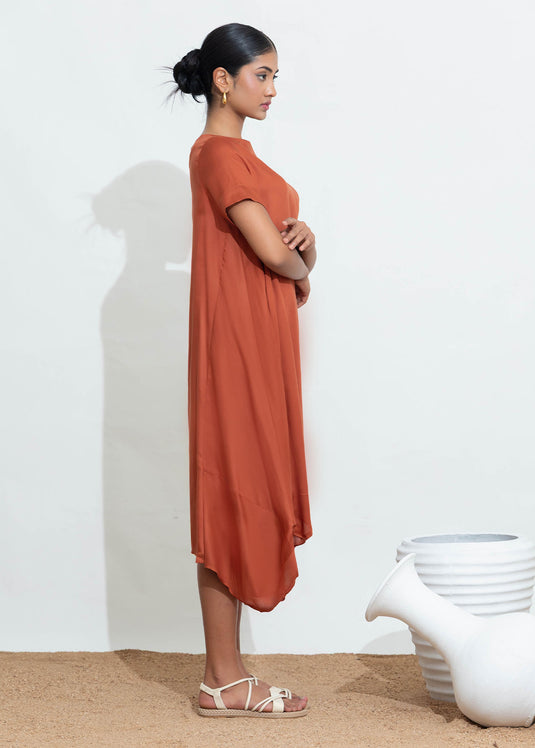 Boat Neck Dress With Hem Detail