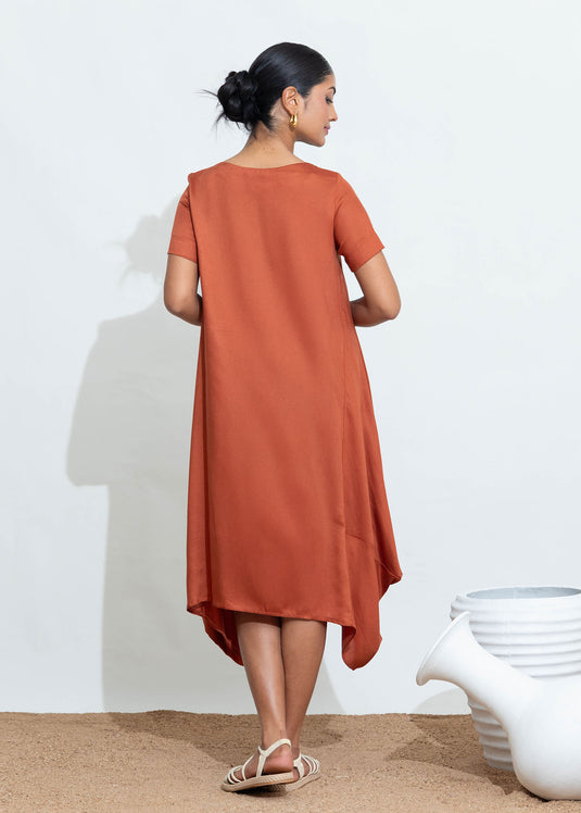 Boat Neck Dress With Hem Detail