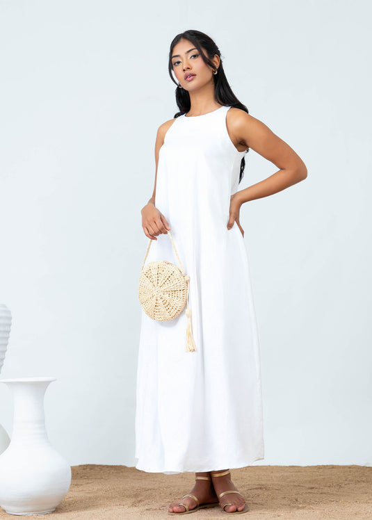 Sleeveless Round Neck Maxi Trapeze Dress