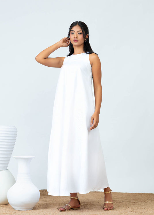 Sleeveless Round Neck Maxi Trapeze Dress