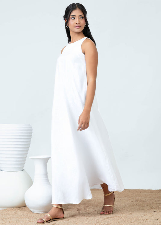 Sleeveless Round Neck Maxi Trapeze Dress