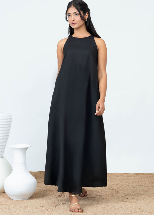 Sleeveless Round Neck Maxi Trapeze Dress