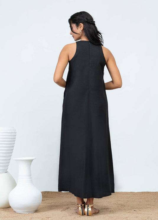 Sleeveless Round Neck Maxi Trapeze Dress