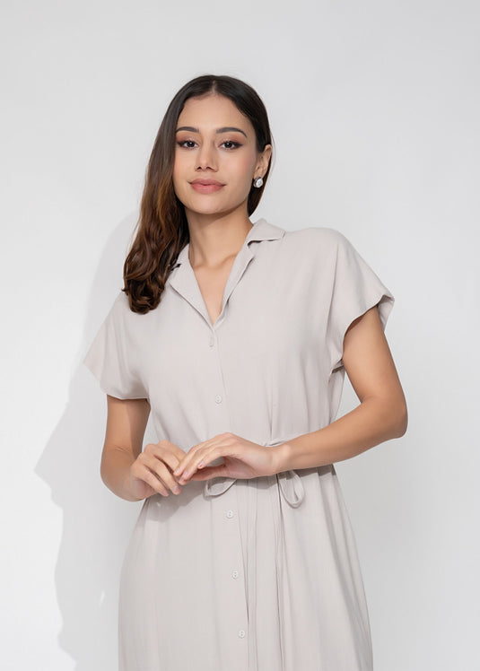 Cuban Collar Shirt Dress