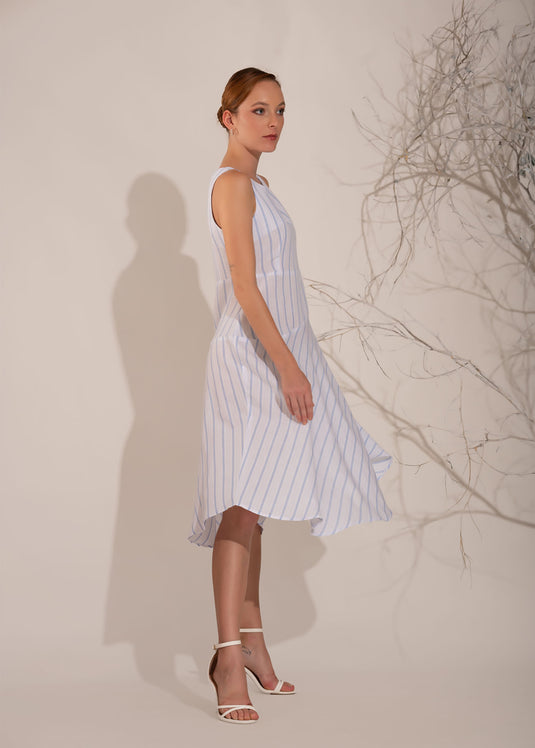 Stripe Dress With Tiered Panel