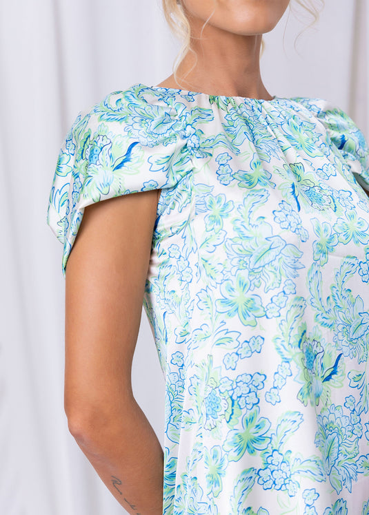 Printed Dress With Sleeve Detail