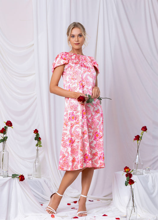 Printed Dress With Sleeve Detail