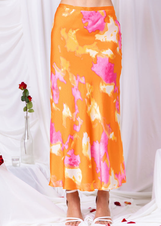 Printed Bias Maxi Skirt