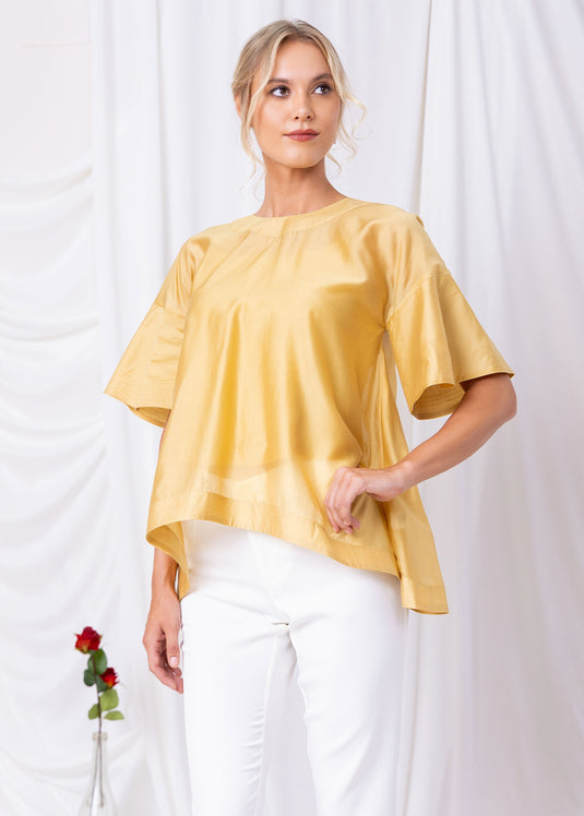 Flowy Blouse With Top Stitch Details