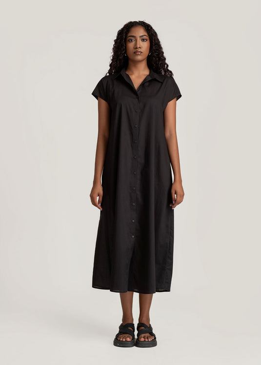 Oversize Button Down Midi Dress