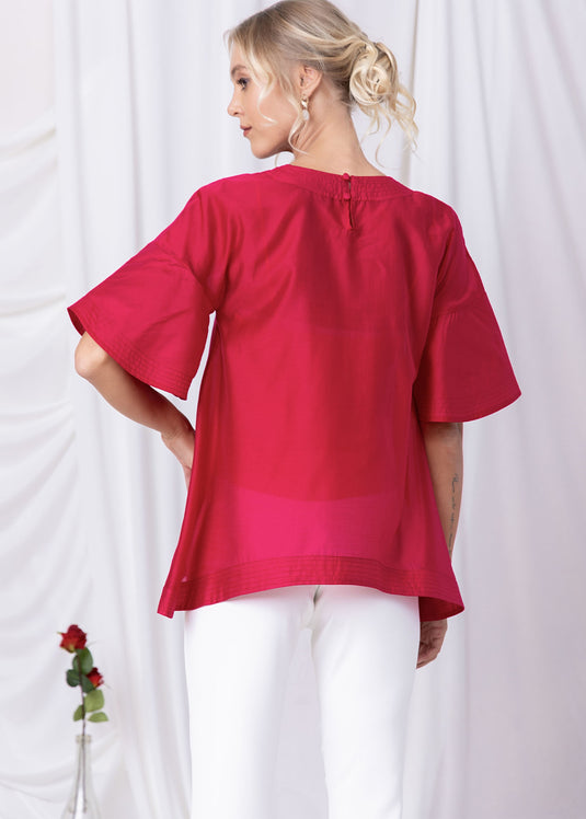 Flowy Blouse With Top Stitch Details