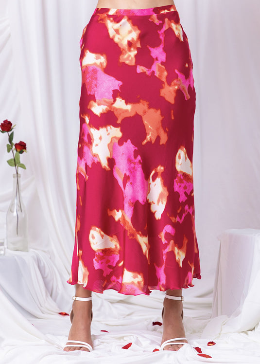 Printed Bias Maxi Skirt