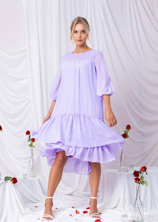 Flowy Tiered Dress With Front Smocking