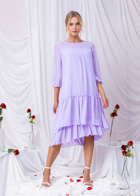 Flowy Tiered Dress With Front Smocking