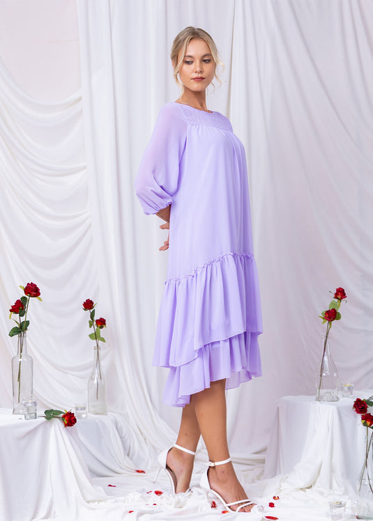 Flowy Tiered Dress With Front Smocking