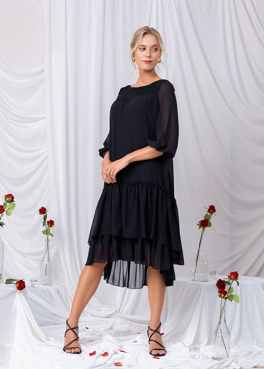 Flowy Tiered Dress With Front Smocking