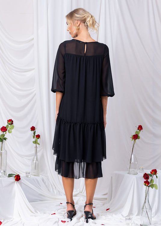 Flowy Tiered Dress With Front Smocking