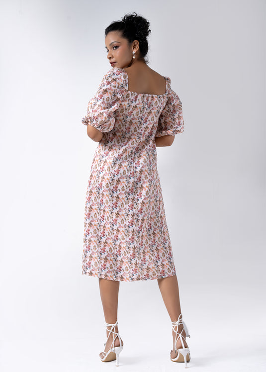 Square Neck Printed Dress