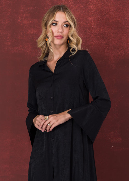 Button down shirt dress with large cuff detail