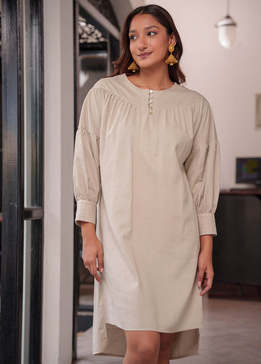 High Low Hem Dress With Yoke