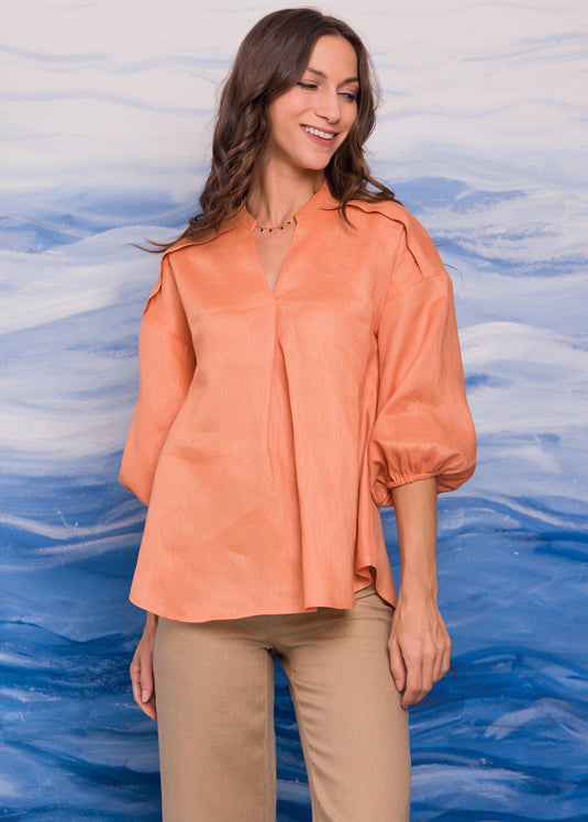 Loose Fitted Blouse With Puff Sleeves