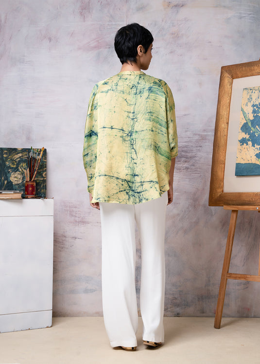 Van Gogh Irises Painting Abstract Batik Kaftan Top