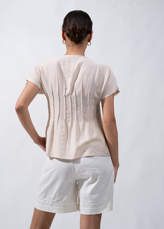 Pintuck Blouse With Front Ties