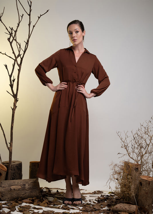 Long Sleeve Maxi Dress With Collar