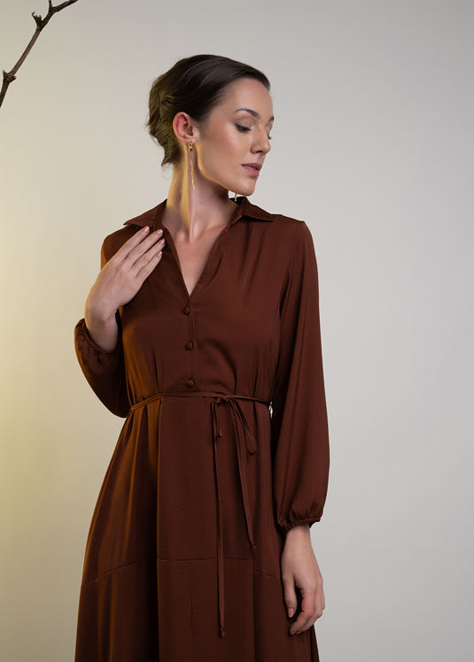 Long Sleeve Maxi Dress With Collar