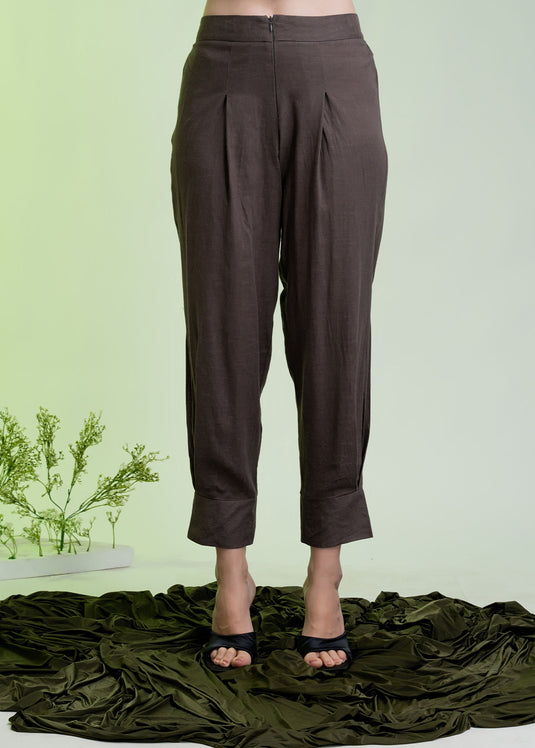 Pleat Detail Pant With Wide Cuff