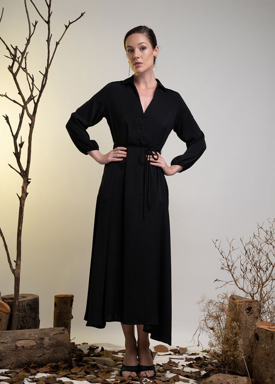 Long Sleeve Maxi Dress With Collar