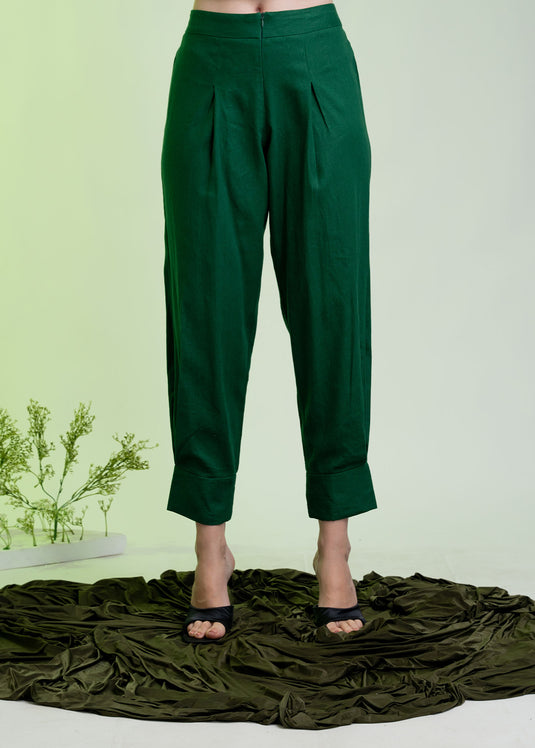 Pleat Detail Pant With Wide Cuff