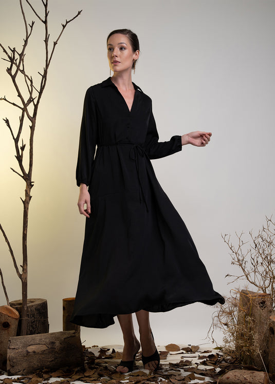 Long Sleeve Maxi Dress With Collar