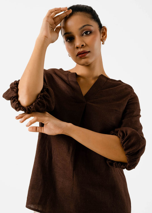 Front Pleat Blouse With Sleeve Detail