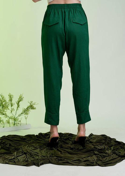 Pleat Detail Pant With Wide Cuff