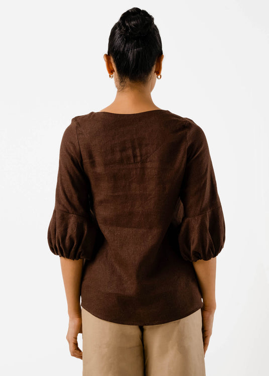 Front Pleat Blouse With Sleeve Detail