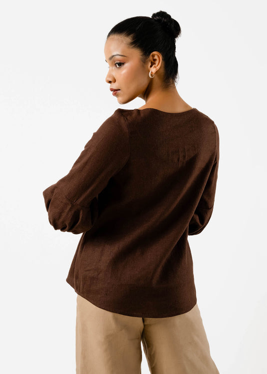 Front Pleat Blouse With Sleeve Detail