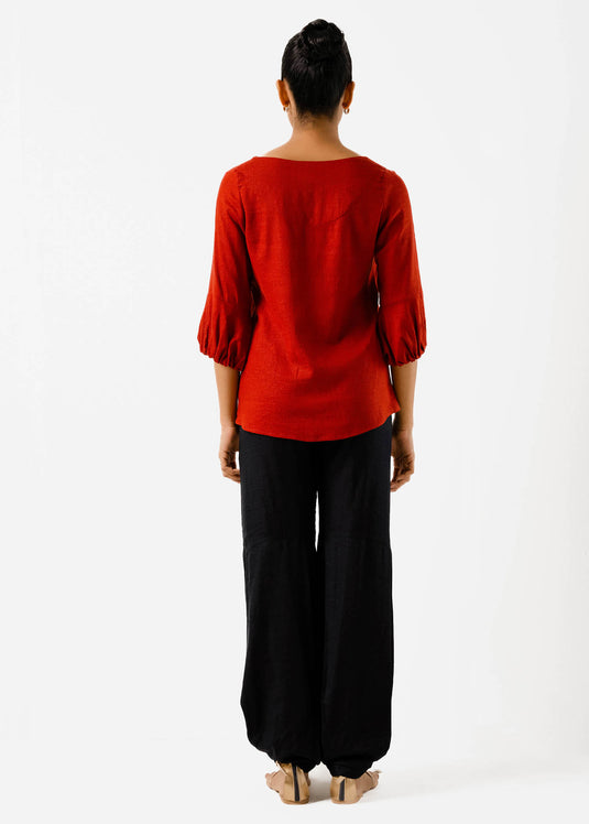 Front Pleat Blouse With Sleeve Detail