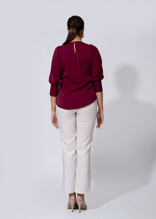 Pleated Blouse With Wide Cuff